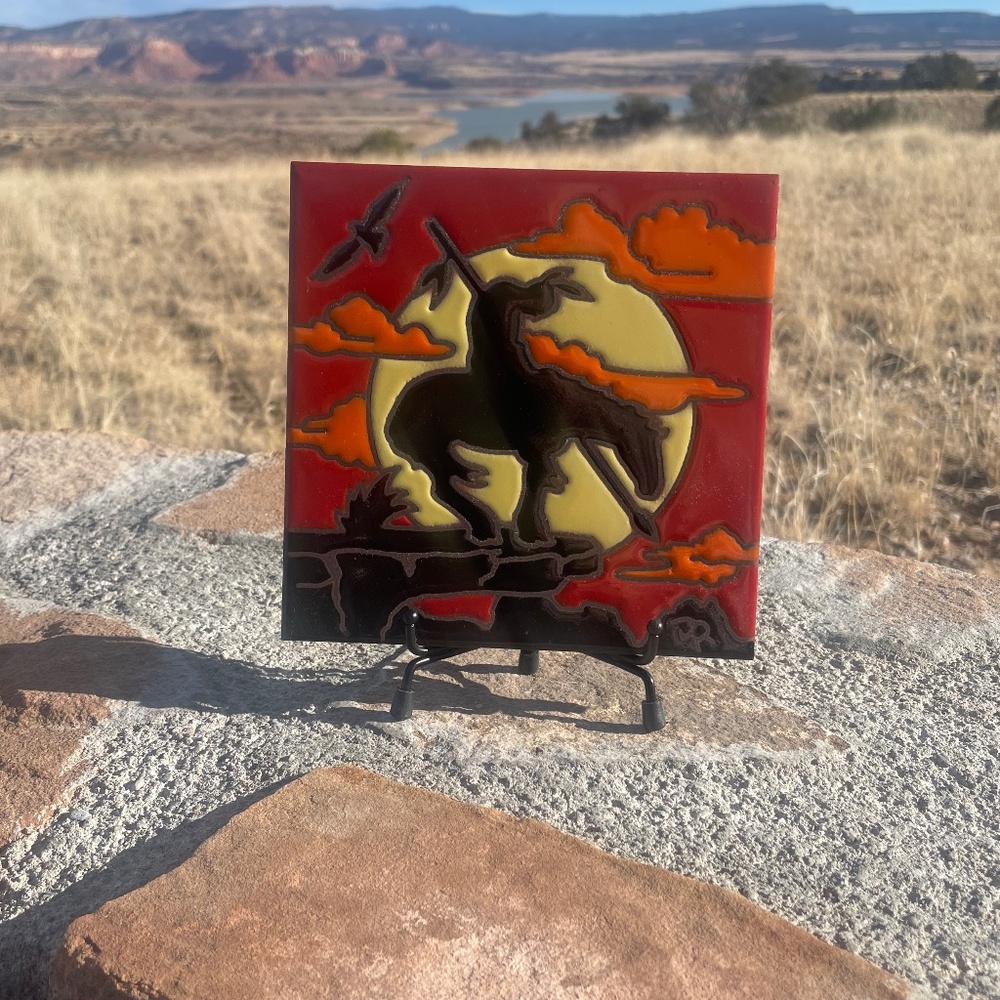 NWOT End of The Trail Tile w/Stand (6”x6”) - Picture 2 of 6